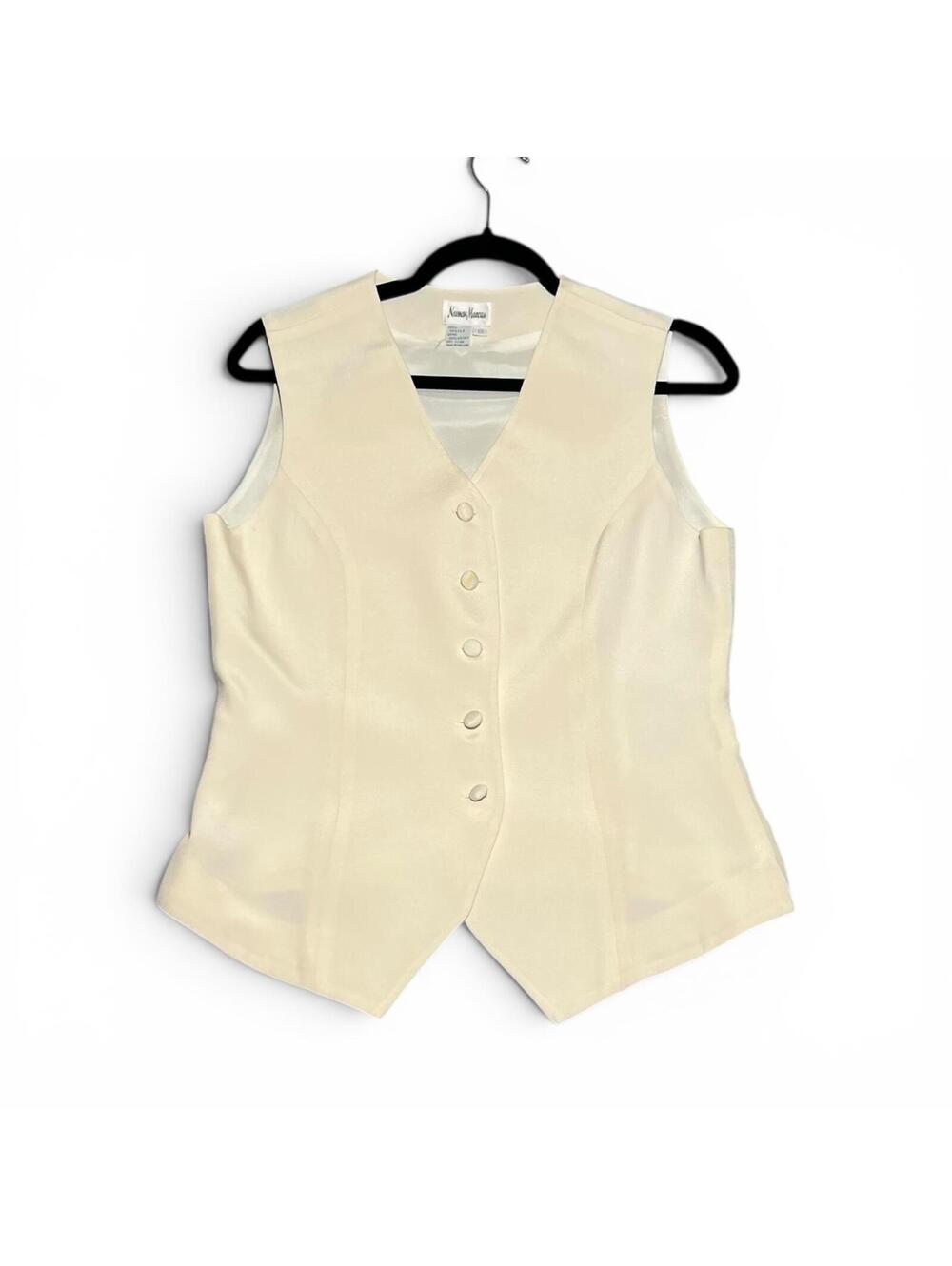 Vintage Neiman Marcus Silk Cream V-Neck Button Vest